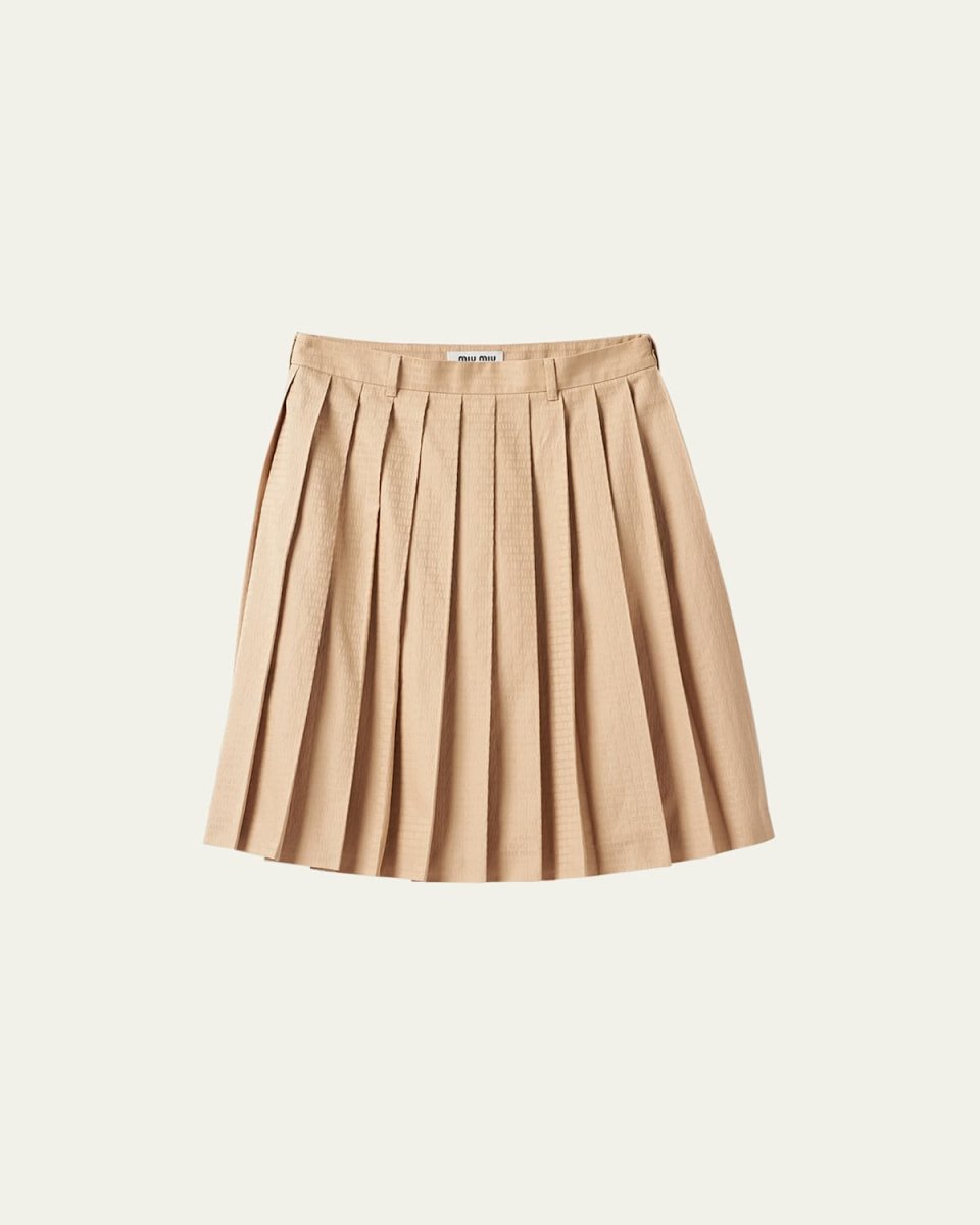 Logo Popeline Jacquard Pleated Skirt